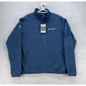 Fossa Apparel Villa Sweater Fleece Jacket Men's Large Heather Navy Company Logo